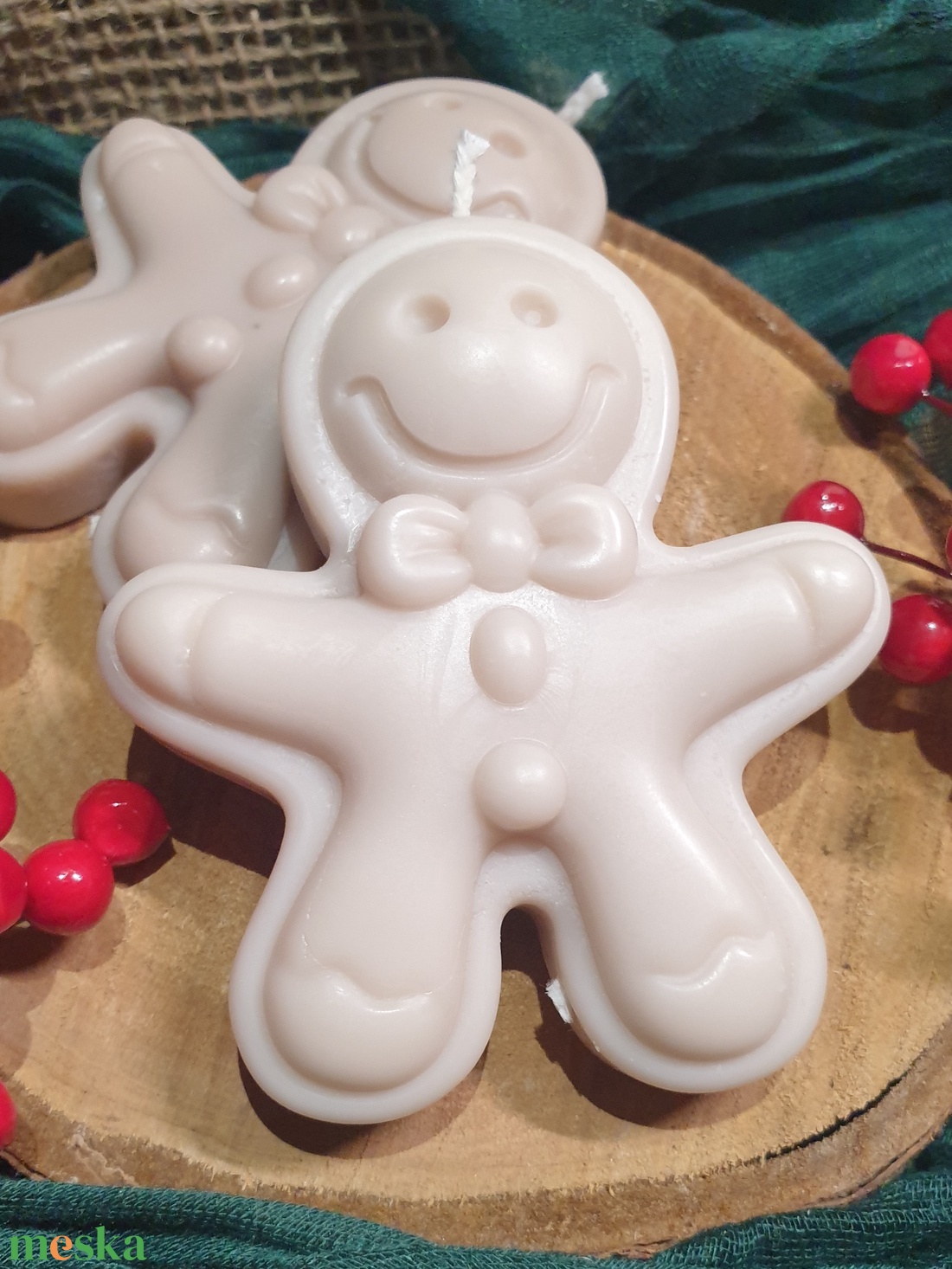 Szójaviasz gyertya mézeskalács alakú - kellékek & szerszámok - dekorációs kellékek - dekorációs gyertya - Meska.hu