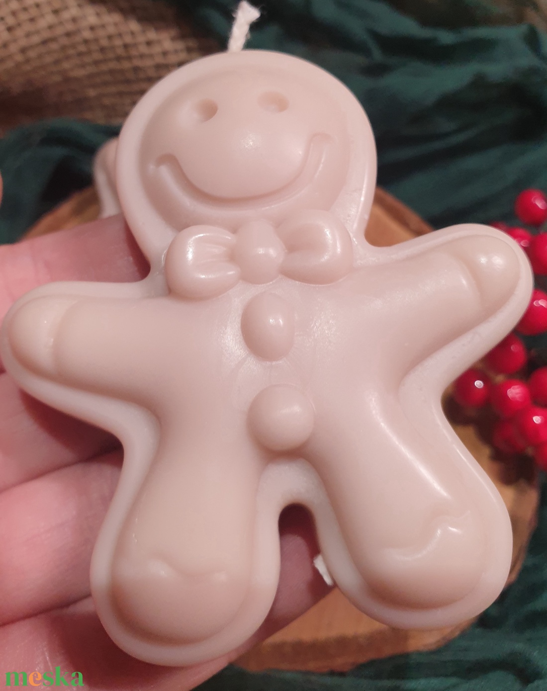 Szójaviasz gyertya mézeskalács alakú - kellékek & szerszámok - dekorációs kellékek - dekorációs gyertya - Meska.hu