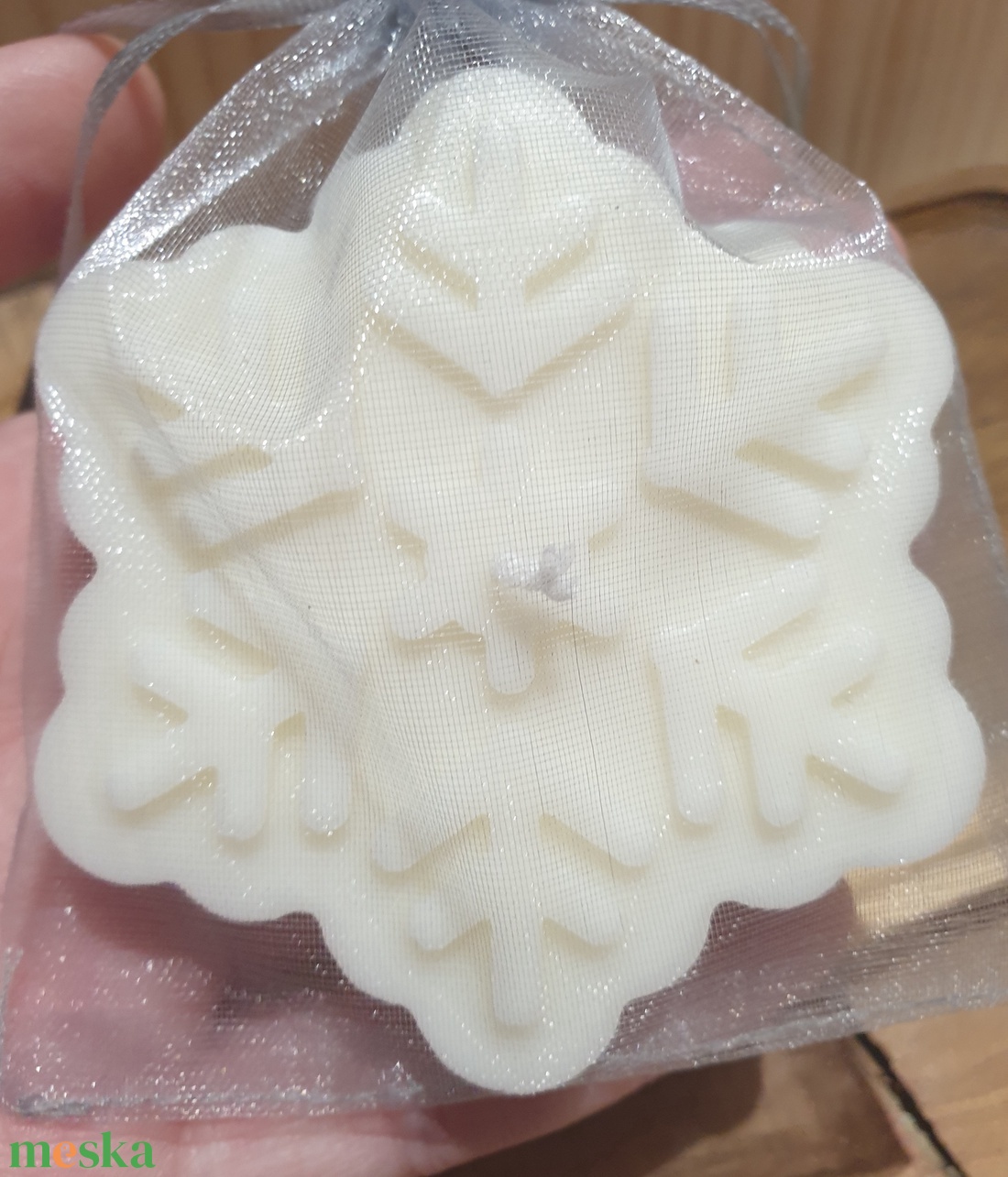 Szójaviasz gyertya hópehely alakú - kellékek & szerszámok - dekorációs kellékek - dekorációs gyertya - Meska.hu