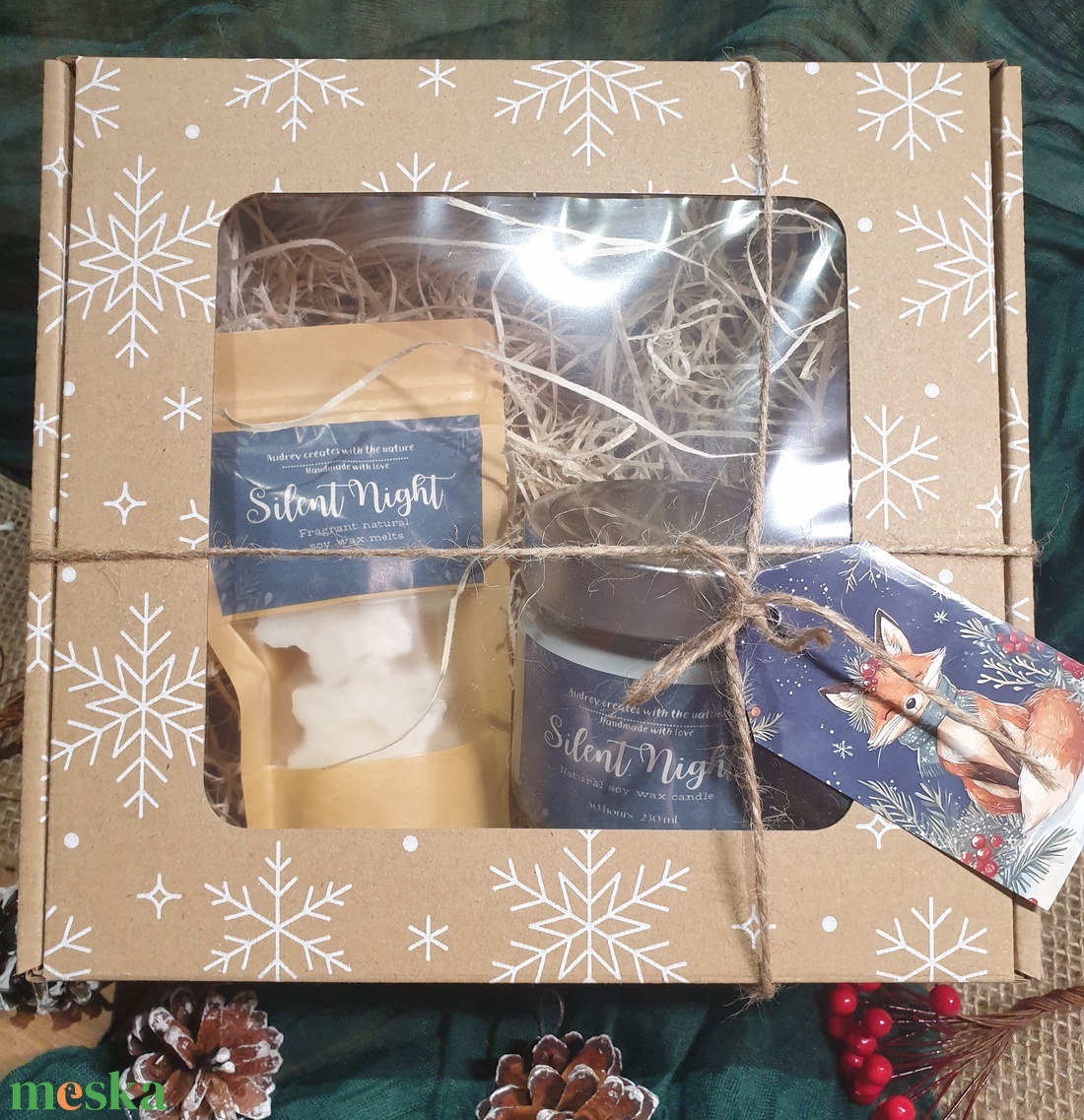 Karácsonyi ajándékdoboz, szójaviasz gyertya és illatviasz - karácsony - karácsonyi lakásdekoráció - karácsonyi illatgyertya, mécses - Meska.hu