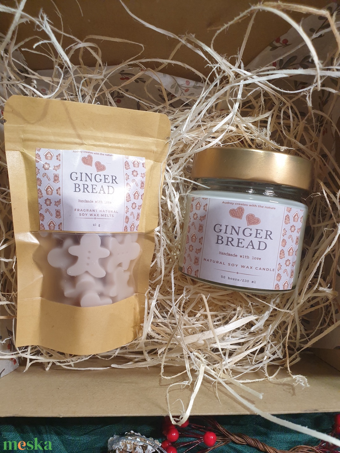 Karácsonyi ajándékdoboz, szójaviasz gyertya és illatviasz - karácsony - karácsonyi lakásdekoráció - karácsonyi illatgyertya, mécses - Meska.hu