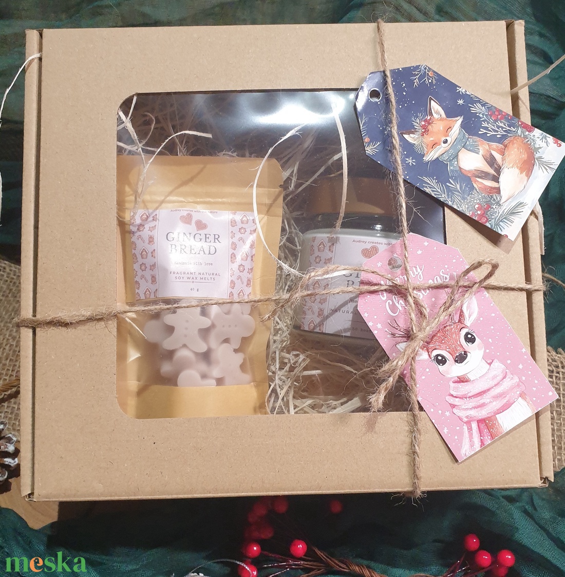 Karácsonyi ajándékdoboz, szójaviasz gyertya és illatviasz - karácsony - karácsonyi lakásdekoráció - karácsonyi illatgyertya, mécses - Meska.hu
