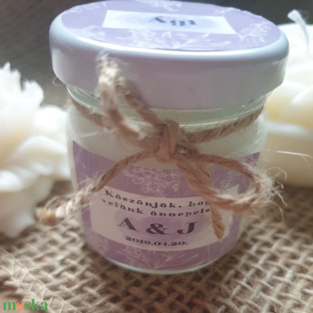 Köszönetajándék,szójaviasz gyertya,esküvő ültető, levendula illattal, 42ml - esküvő - dekoráció - gyertya & gyertyatartó - Meska.hu