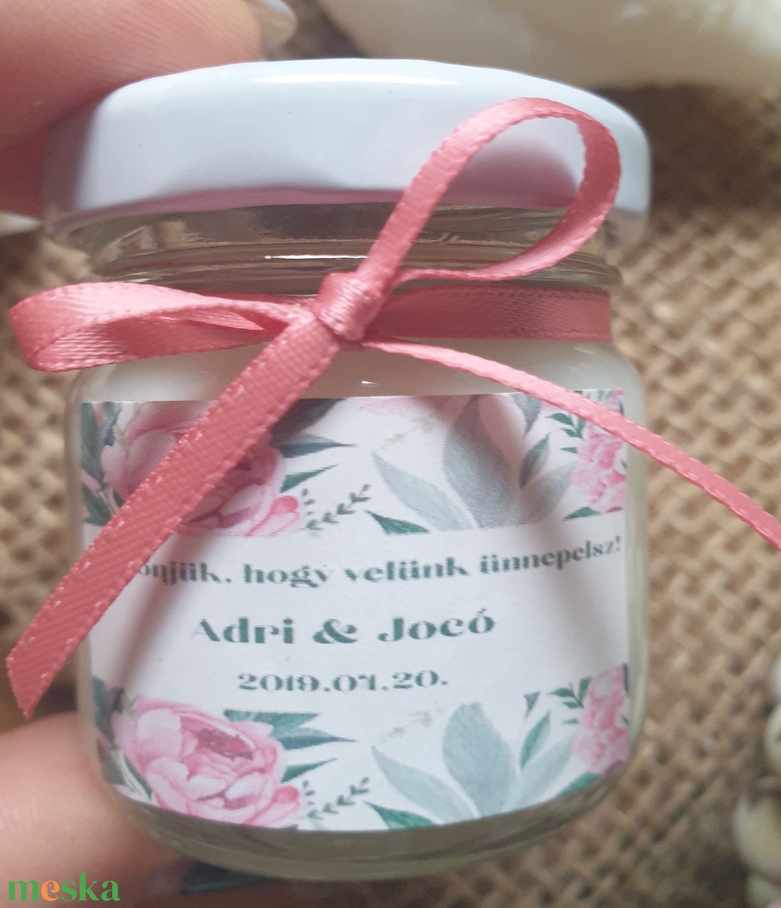 Köszönetajándék,szójaviasz gyertya,esküvő ültető, bazsarózsa illattal, 42ml - esküvő - dekoráció - gyertya & gyertyatartó - Meska.hu