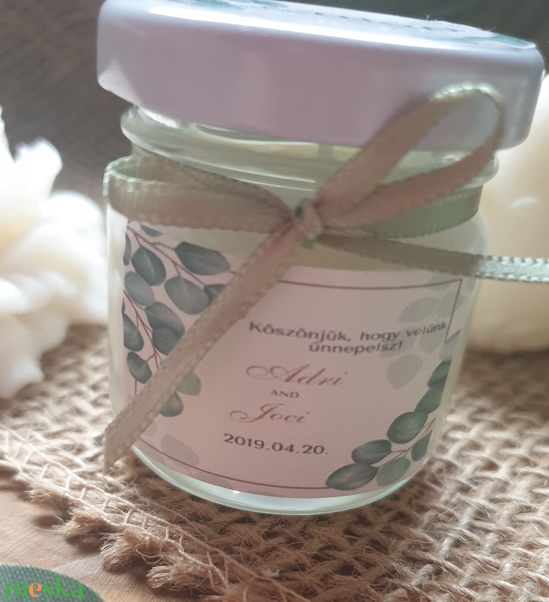 Köszönetajándék,szójaviasz gyertya,esküvő ültető, vanilia illattal, 42ml - esküvő - dekoráció - gyertya & gyertyatartó - Meska.hu