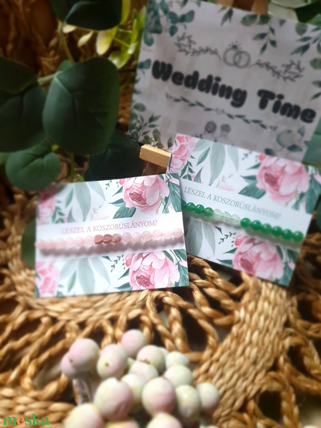 Koszorúslány felkérő ásványkarkötő kártyával - ékszer - karkötő - ásványkarkötő - Meska.hu