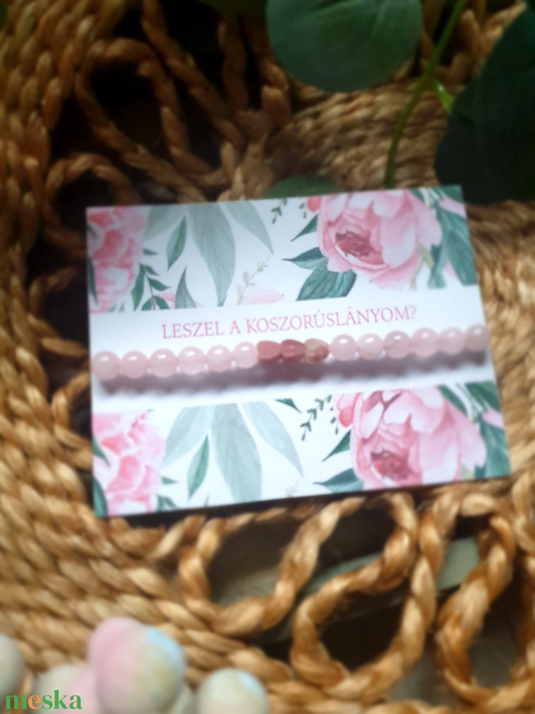 Koszorúslány felkérő ásványkarkötő kártyával - ékszer - karkötő - ásványkarkötő - Meska.hu