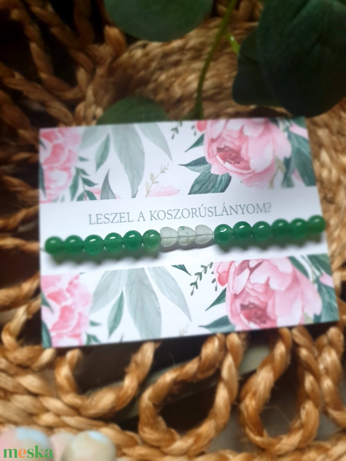 Koszorúslány felkérő ásványkarkötő kártyával - ékszer - karkötő - ásványkarkötő - Meska.hu