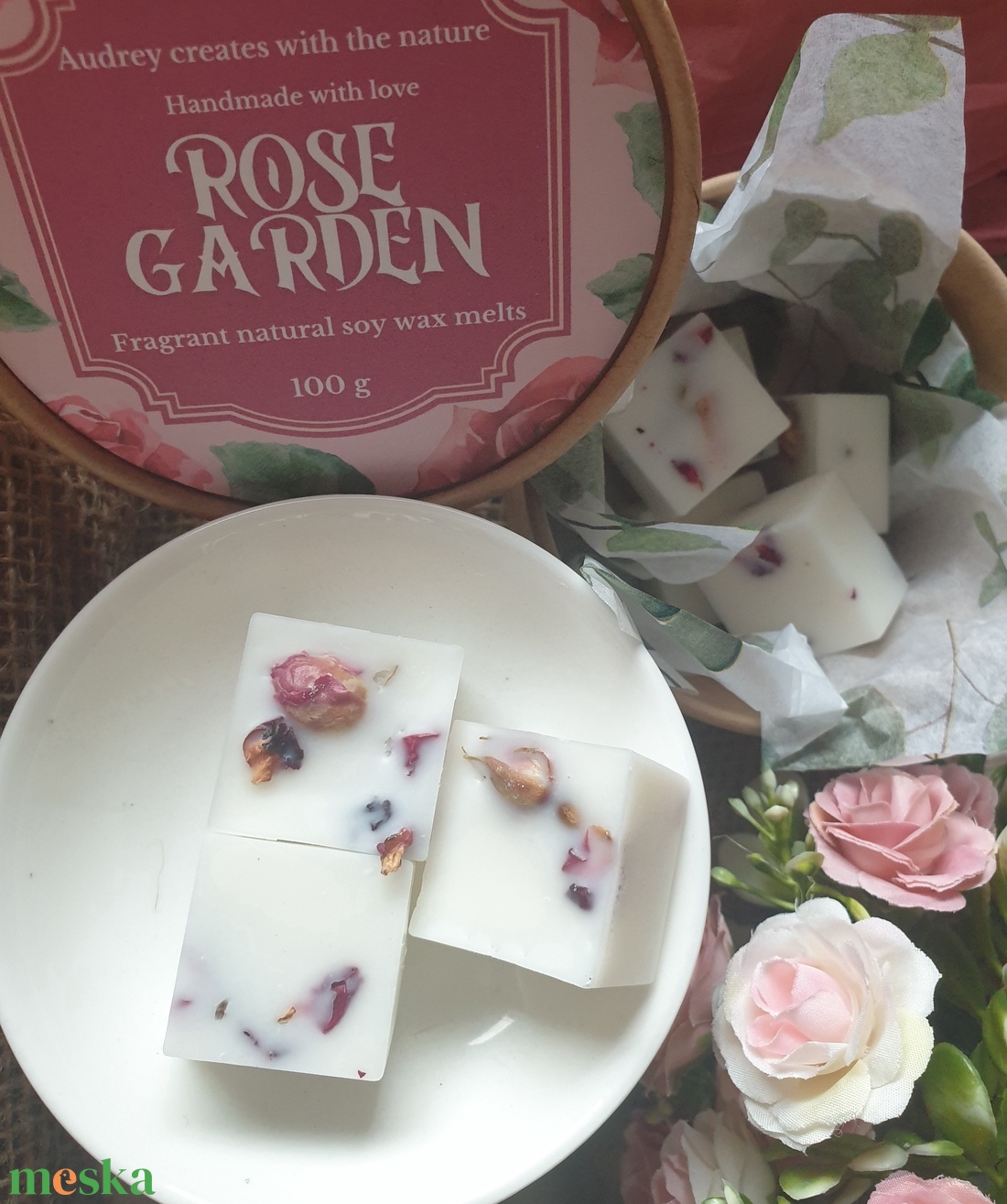 Illatviasz-Rose Garden 100g - otthon & életmód - gyertya, illat, aroma - illatviasz - Meska.hu