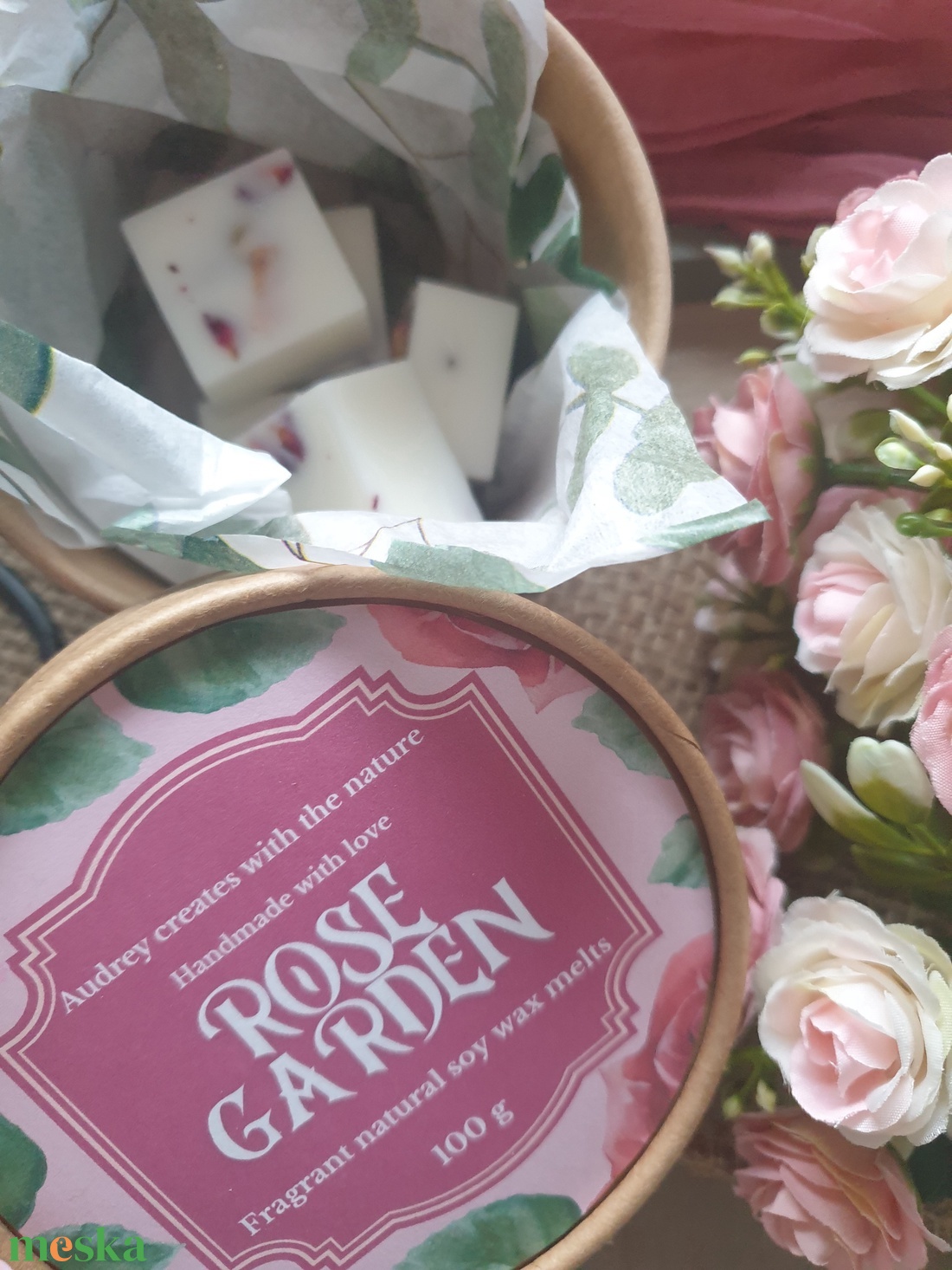 Illatviasz-Rose Garden 100g - otthon & életmód - gyertya, illat, aroma - illatviasz - Meska.hu