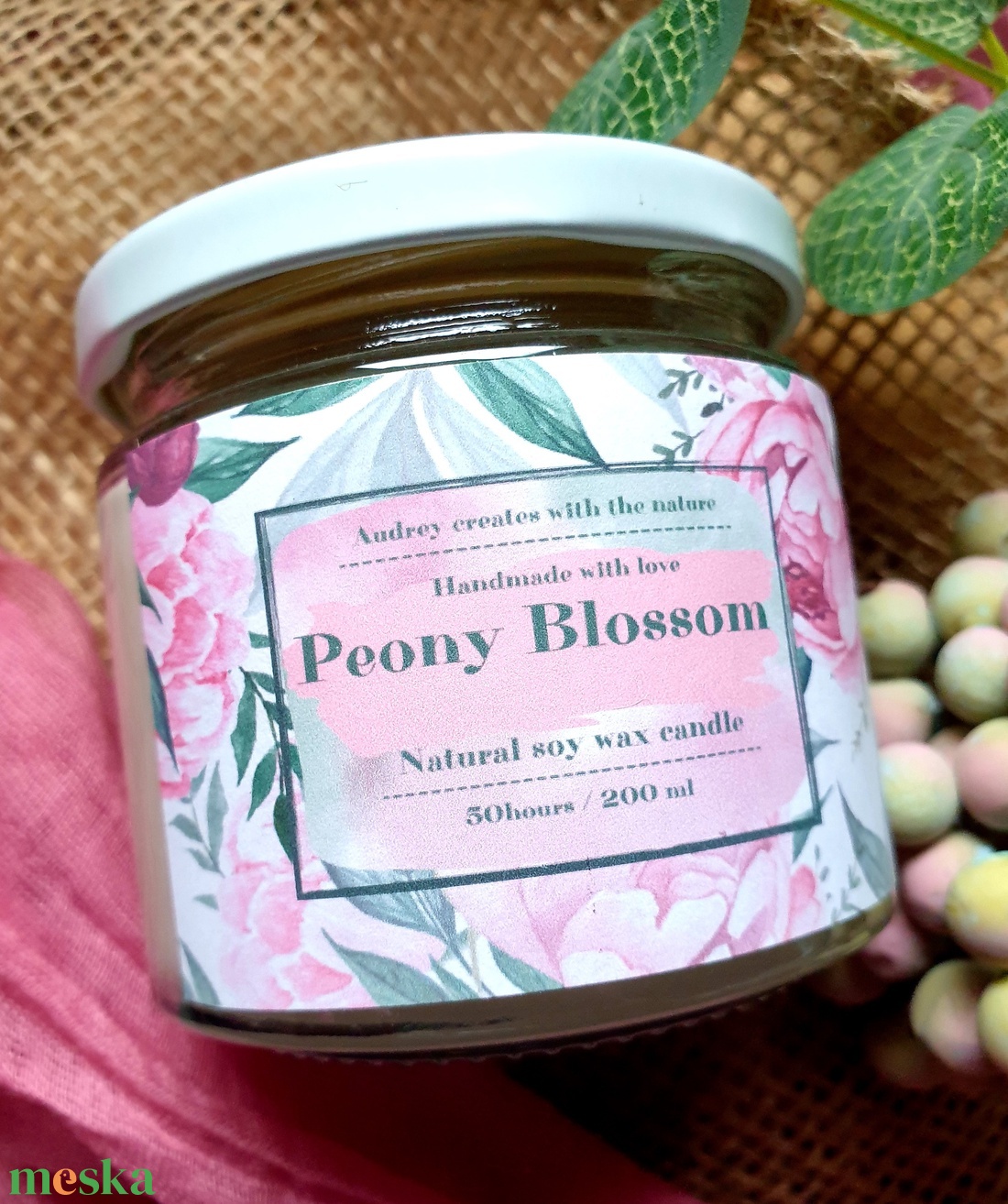 Peony Blossom - otthon & életmód - gyertya, illat, aroma - gyertya - Meska.hu