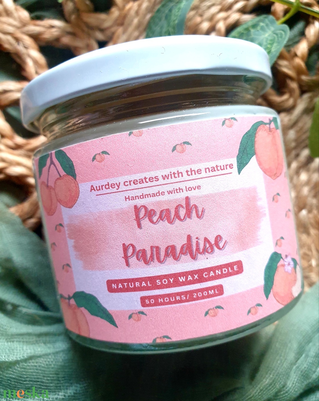 Természetes szójaviasz gyertya-Peach Paradise - otthon & életmód - gyertya, illat, aroma - gyertya - Meska.hu