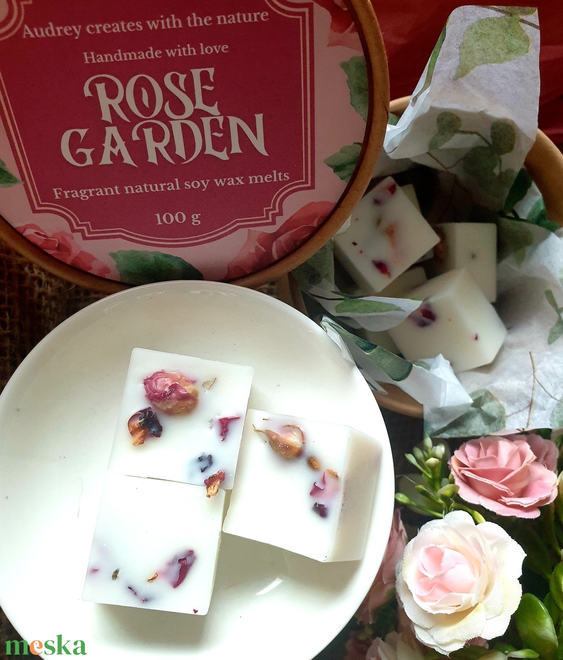 Illatviasz-Rose Garden 100g - otthon & életmód - gyertya, illat, aroma - illatviasz - Meska.hu