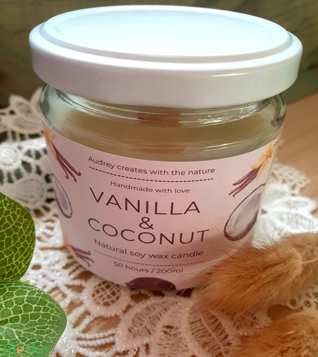 Természetes szójaviasz gyertya-Vanilla Coconut - otthon & életmód - gyertya, illat, aroma - gyertya - Meska.hu