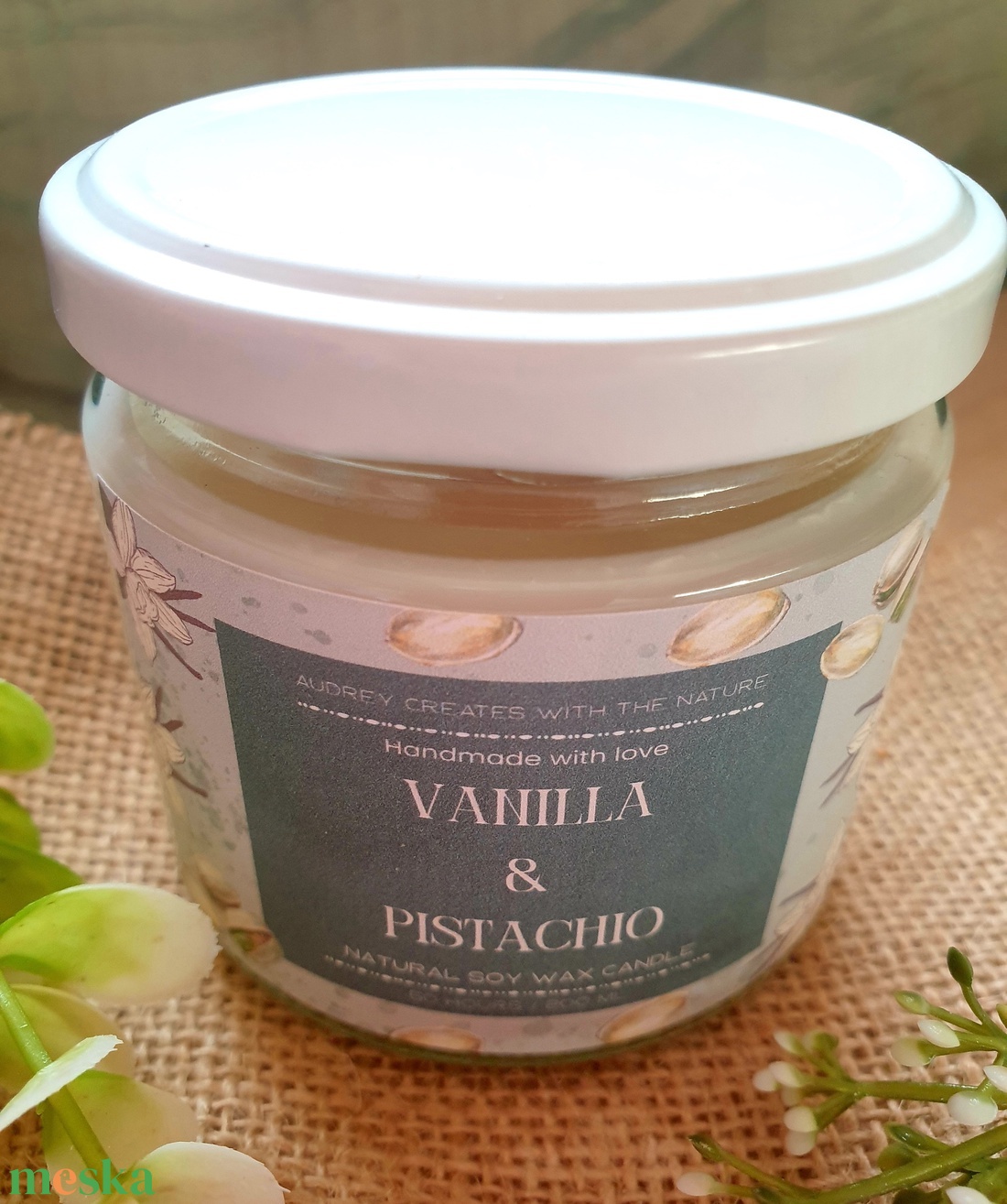 Természetes szójaviasz gyertya-Vanilla Pistachio - otthon & életmód - gyertya, illat, aroma - gyertya - Meska.hu