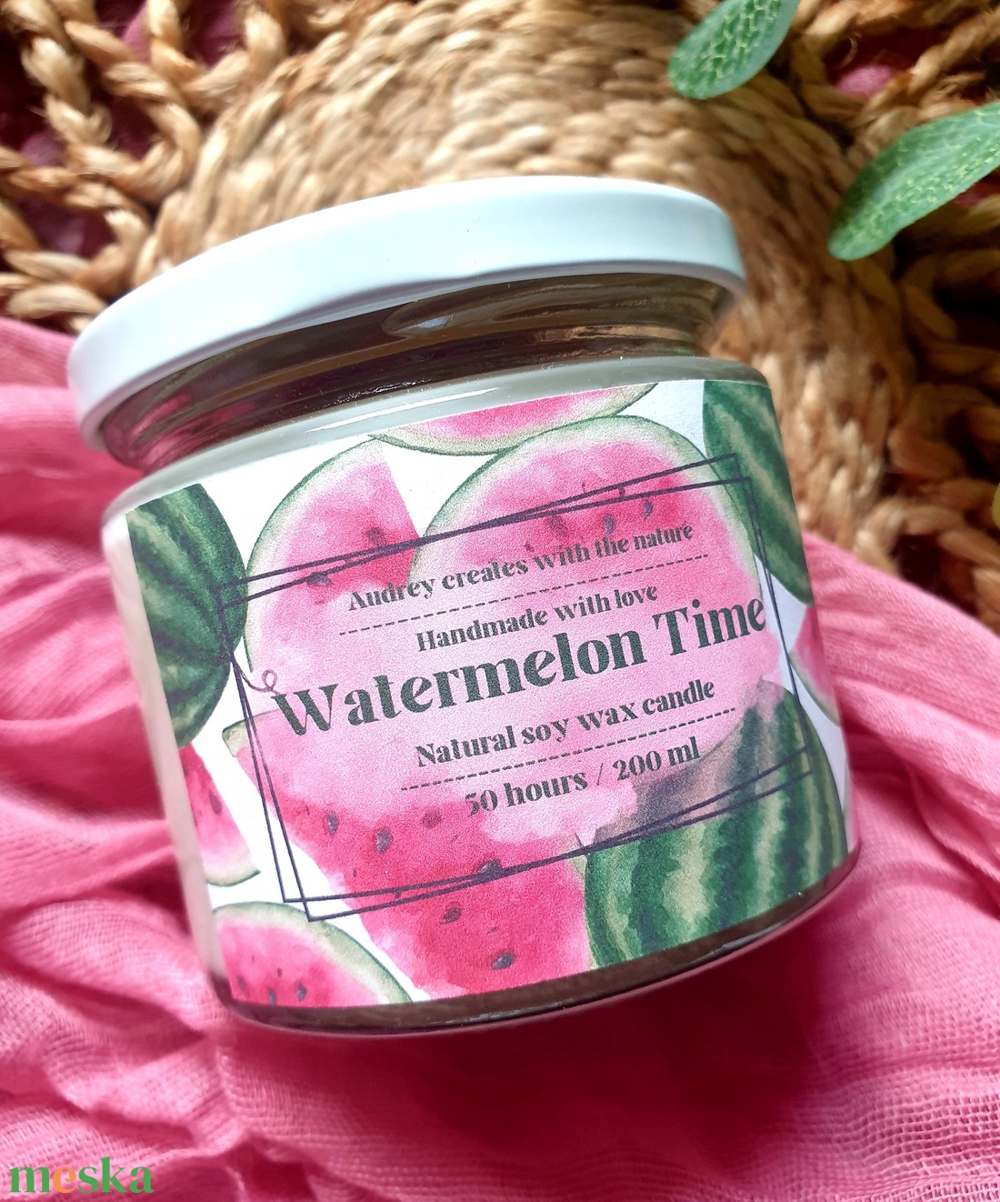 Természetes szójaviasz gyertya-Watermelon Time - otthon & életmód - gyertya, illat, aroma - gyertya - Meska.hu