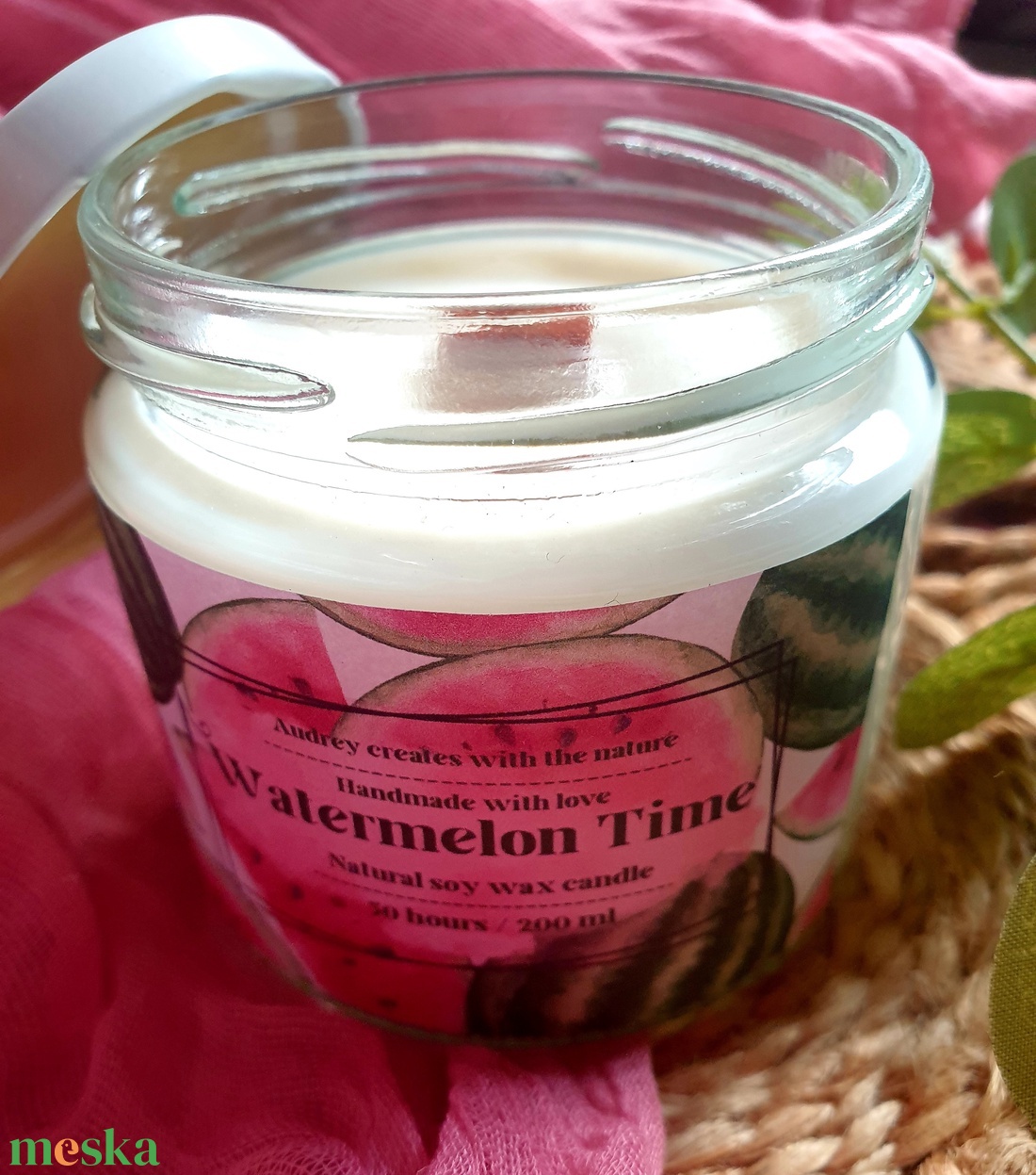 Természetes szójaviasz gyertya-Watermelon Time - otthon & életmód - gyertya, illat, aroma - gyertya - Meska.hu