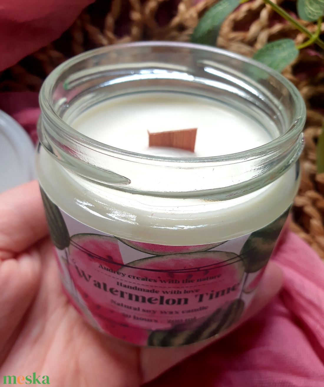 Természetes szójaviasz gyertya-Watermelon Time - otthon & életmód - gyertya, illat, aroma - gyertya - Meska.hu