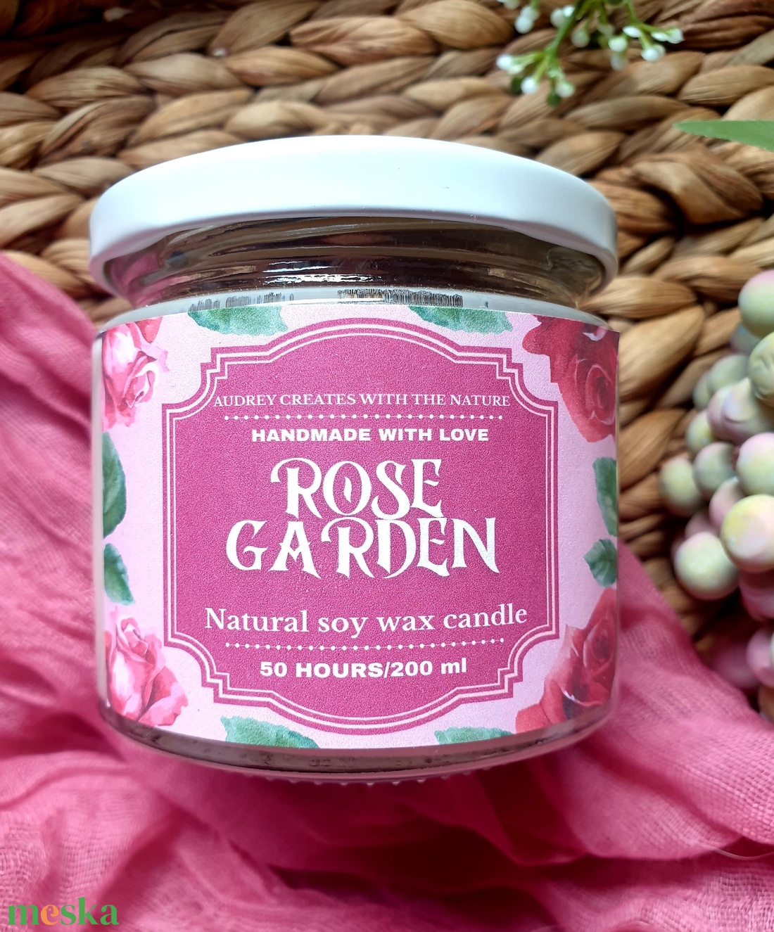 Természetes szójaviasz gyertya-Rose Garden - otthon & életmód - gyertya, illat, aroma - gyertya - Meska.hu
