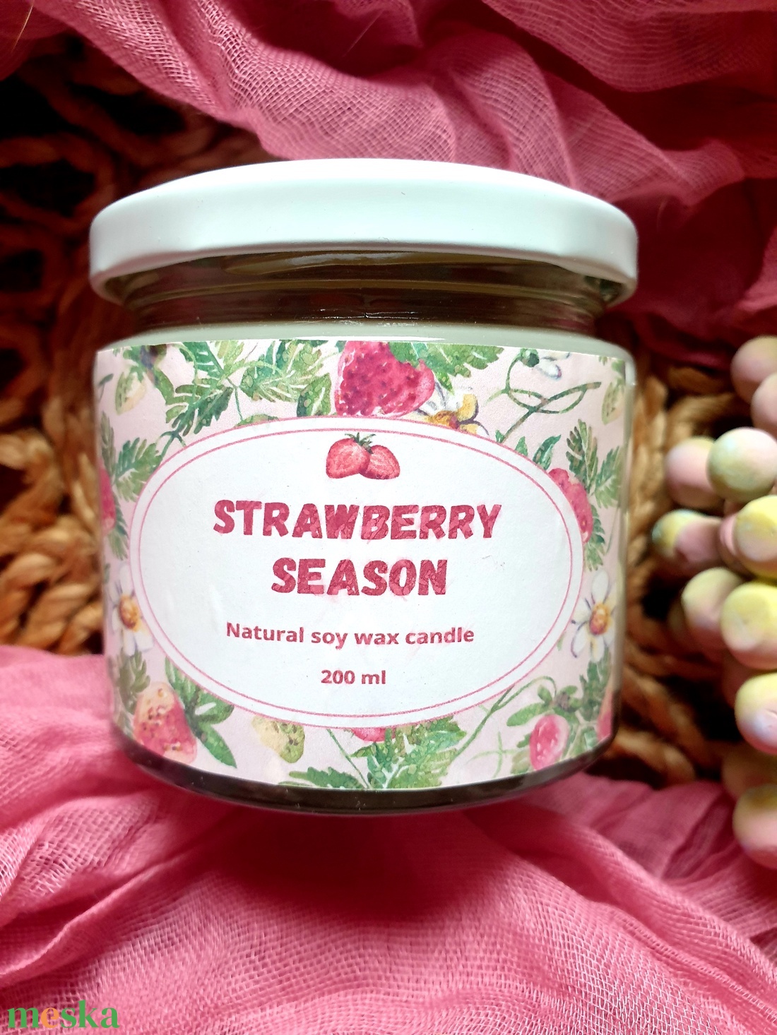 Természetes szójaviasz gyertya-Strawberry Season - otthon & életmód - gyertya, illat, aroma - gyertya - Meska.hu