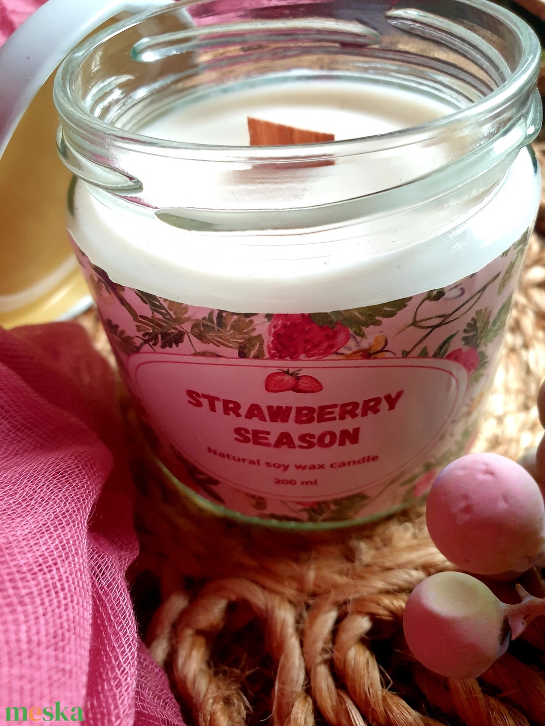 Természetes szójaviasz gyertya-Strawberry Season - otthon & életmód - gyertya, illat, aroma - gyertya - Meska.hu