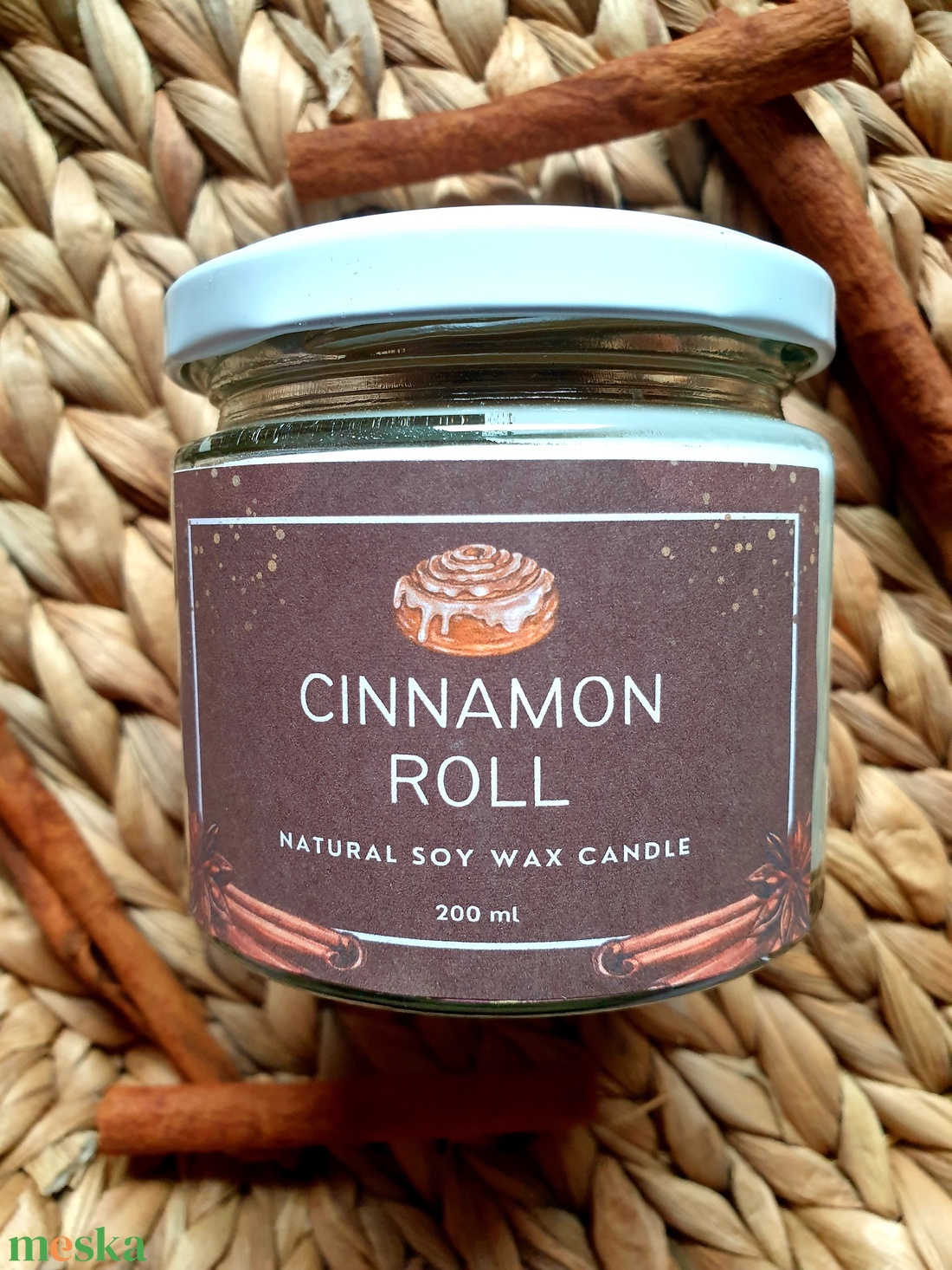 Természetes szójaviasz gyertya-Cinnamon Roll - otthon & életmód - gyertya, illat, aroma - gyertya - Meska.hu