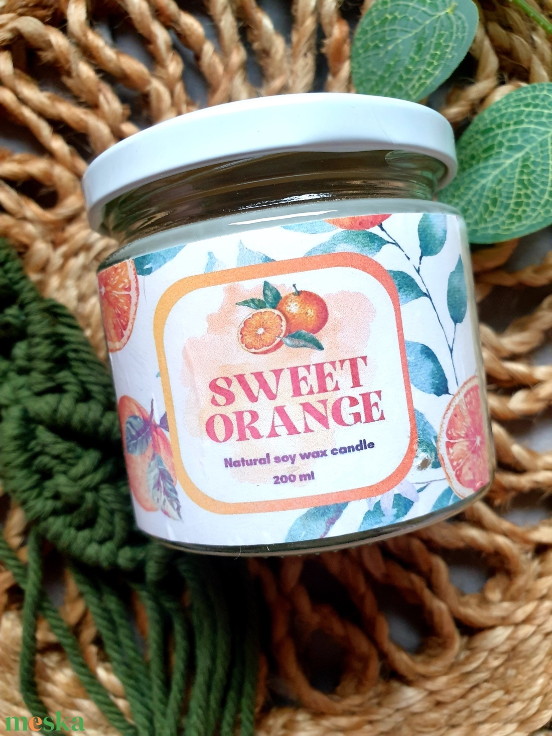 Természetes szójaviasz gyertya-Sweet Orange - otthon & életmód - gyertya, illat, aroma - gyertya - Meska.hu