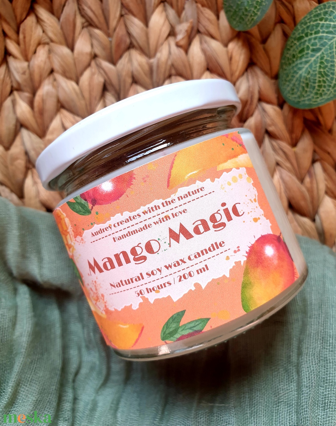 Természetes szójaviasz gyertya-Mango Magic - otthon & életmód - gyertya, illat, aroma - gyertya - Meska.hu