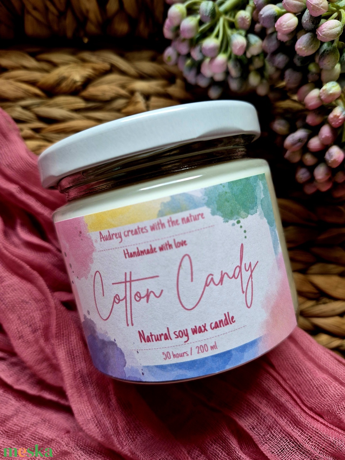 Természetes szójaviasz gyertya-Cotton Candy - otthon & életmód - gyertya, illat, aroma - gyertya - Meska.hu
