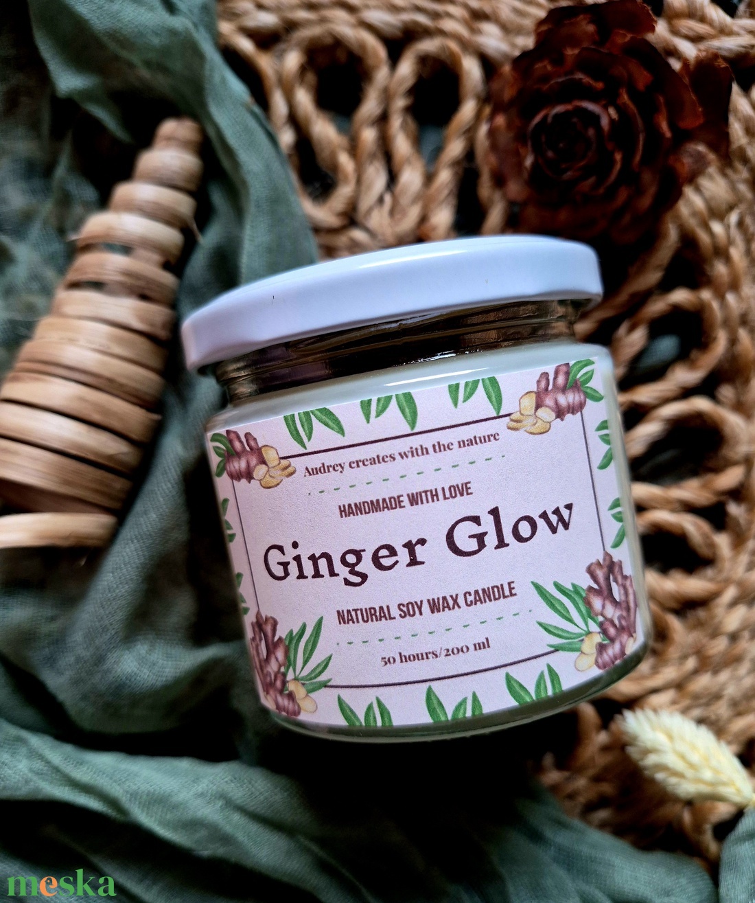 Természetes szójaviasz gyertya-Ginger Glow - otthon & életmód - gyertya, illat, aroma - gyertya - Meska.hu