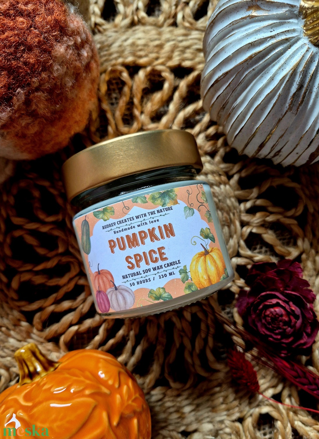 Természetes szójaviasz gyertya-Pumpkin Spice - otthon & életmód - gyertya, illat, aroma - gyertya - Meska.hu