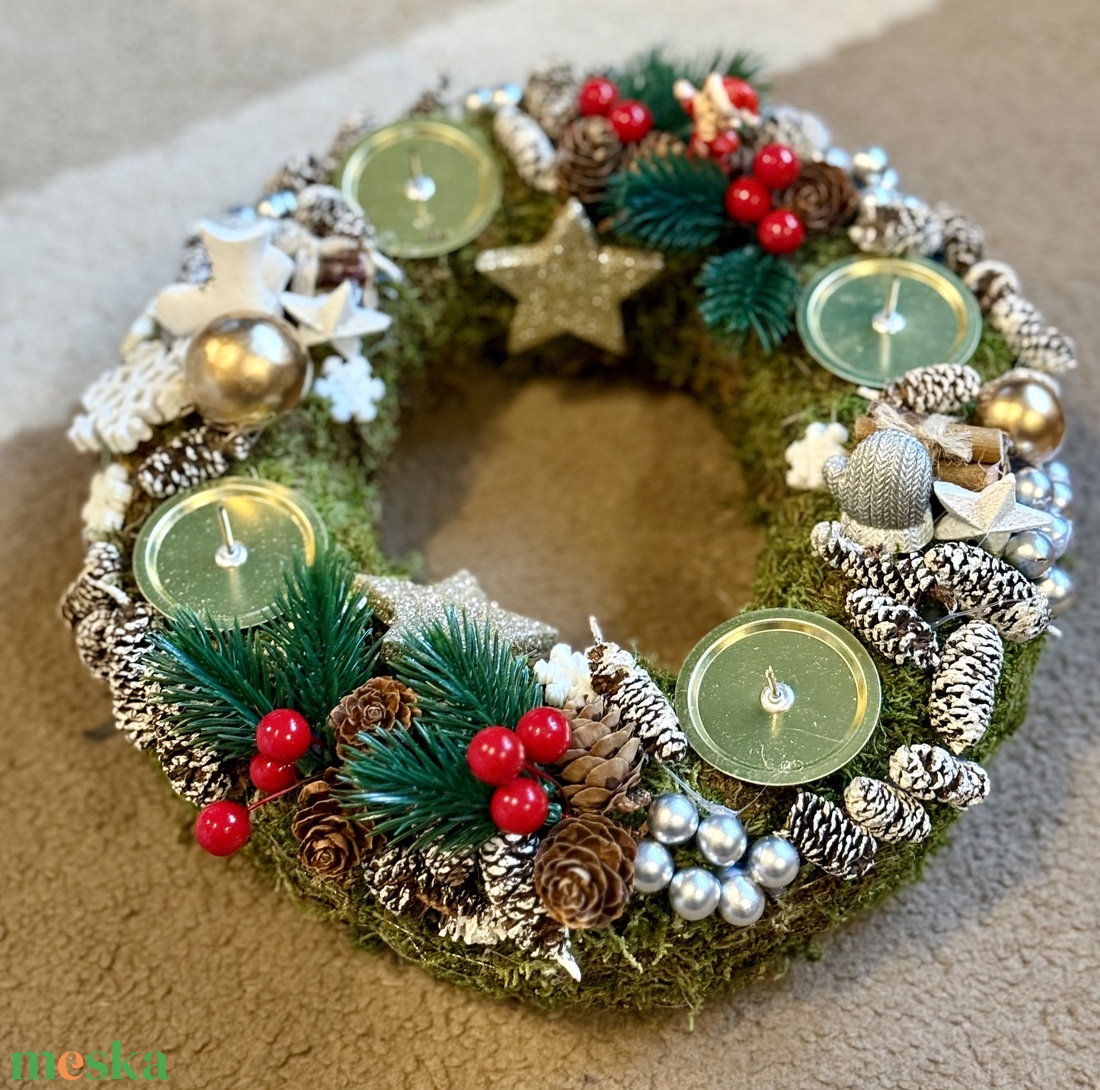 Adventi koszorú  - otthon & életmód - dekoráció - asztal és polc dekoráció - asztaldísz - Meska.hu