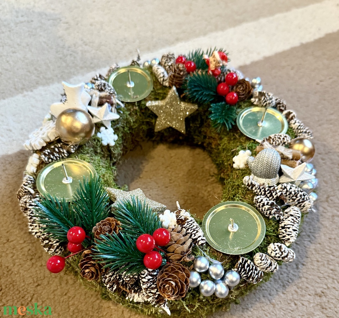 Adventi koszorú  - otthon & életmód - dekoráció - asztal és polc dekoráció - asztaldísz - Meska.hu