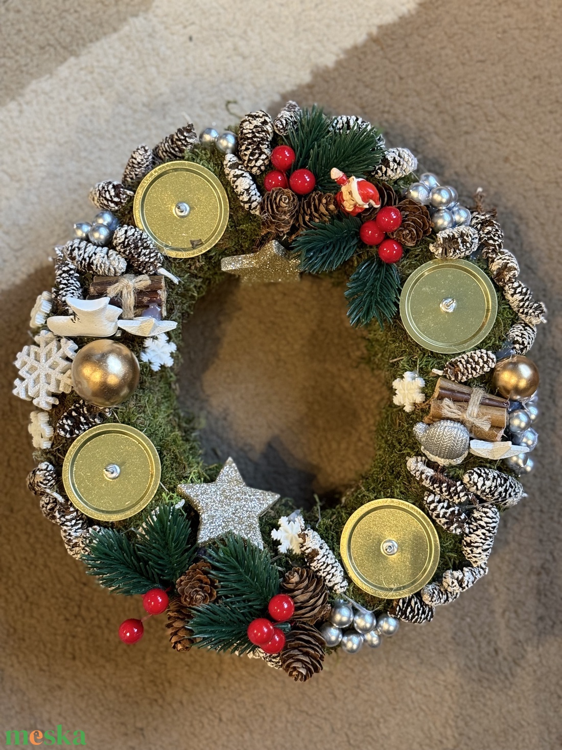 Adventi koszorú  - otthon & életmód - dekoráció - asztal és polc dekoráció - asztaldísz - Meska.hu