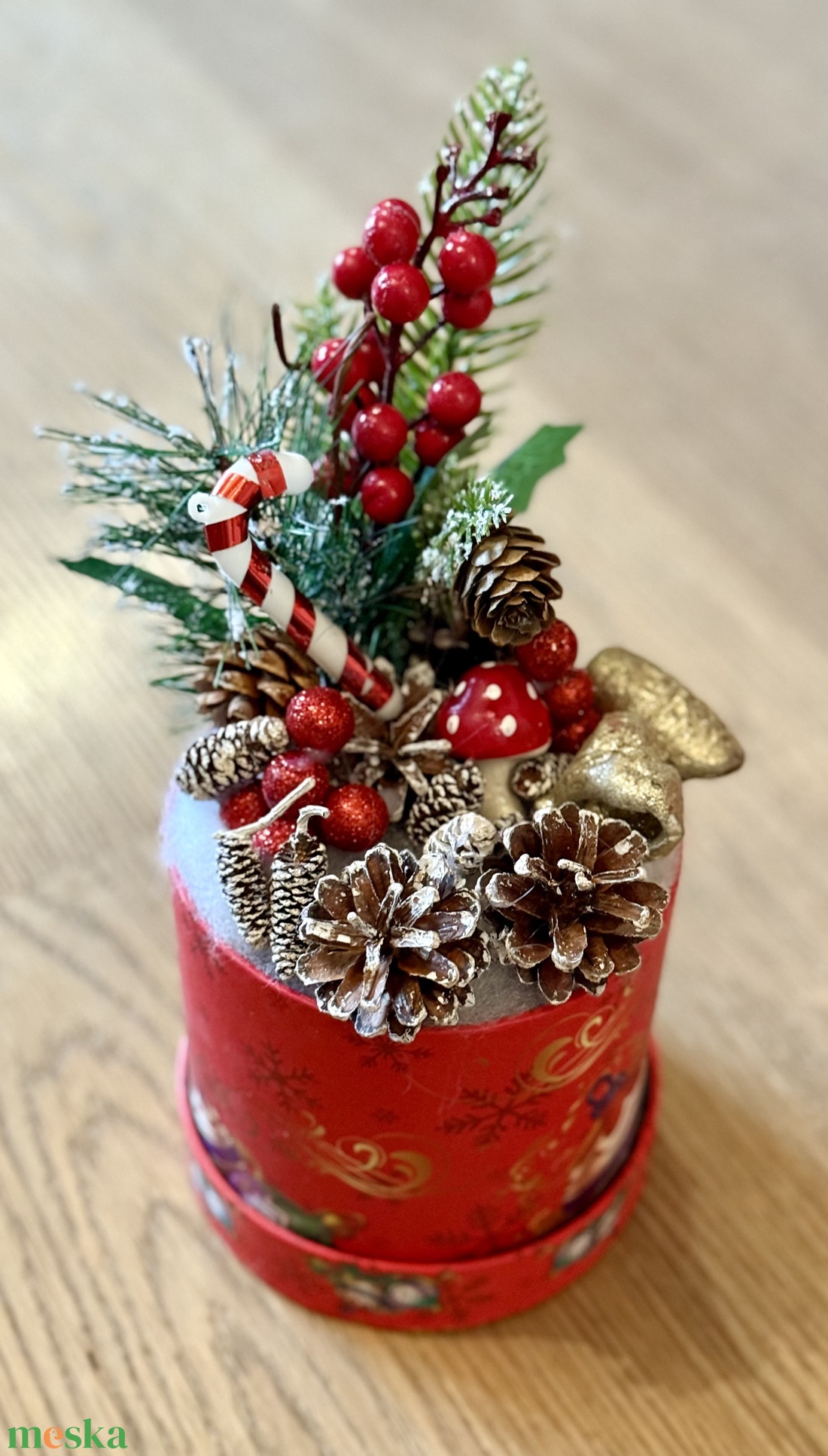 Karácsonyi asztaldísz dobozkával - karácsony - karácsonyi lakásdekoráció - ünnepi asztaldekoráció - Meska.hu