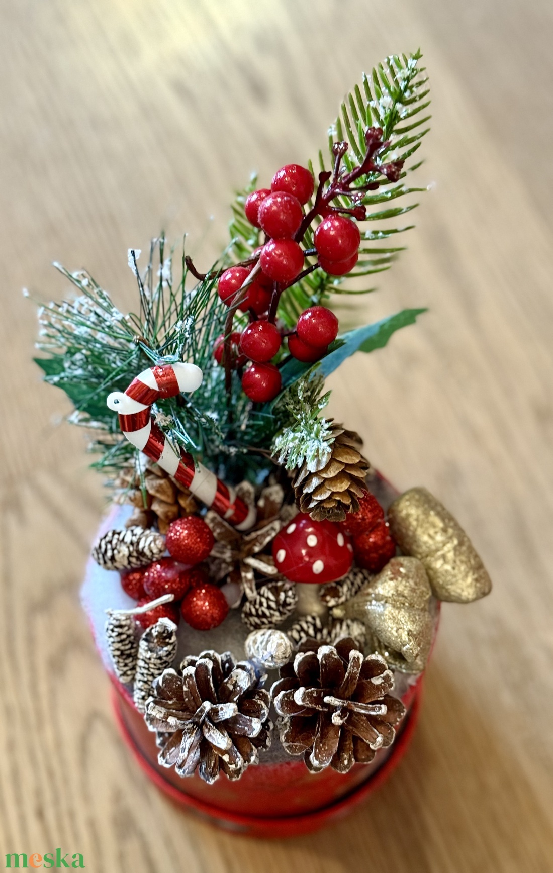 Karácsonyi asztaldísz dobozkával - karácsony - karácsonyi lakásdekoráció - ünnepi asztaldekoráció - Meska.hu