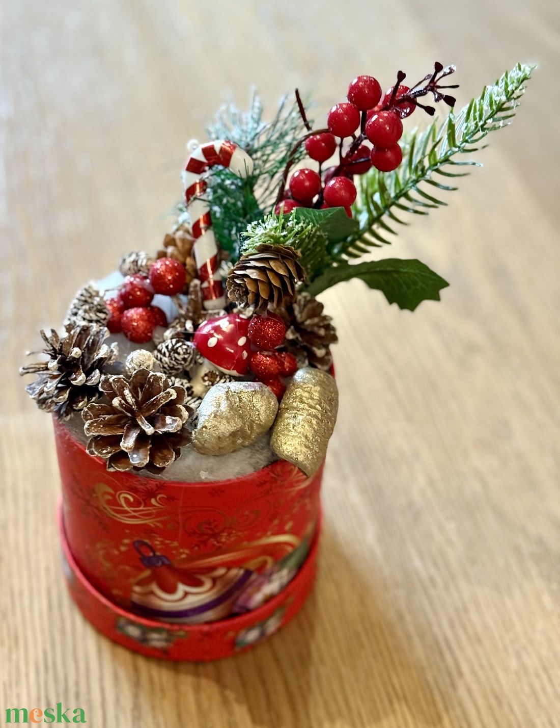 Karácsonyi asztaldísz dobozkával - karácsony - karácsonyi lakásdekoráció - ünnepi asztaldekoráció - Meska.hu