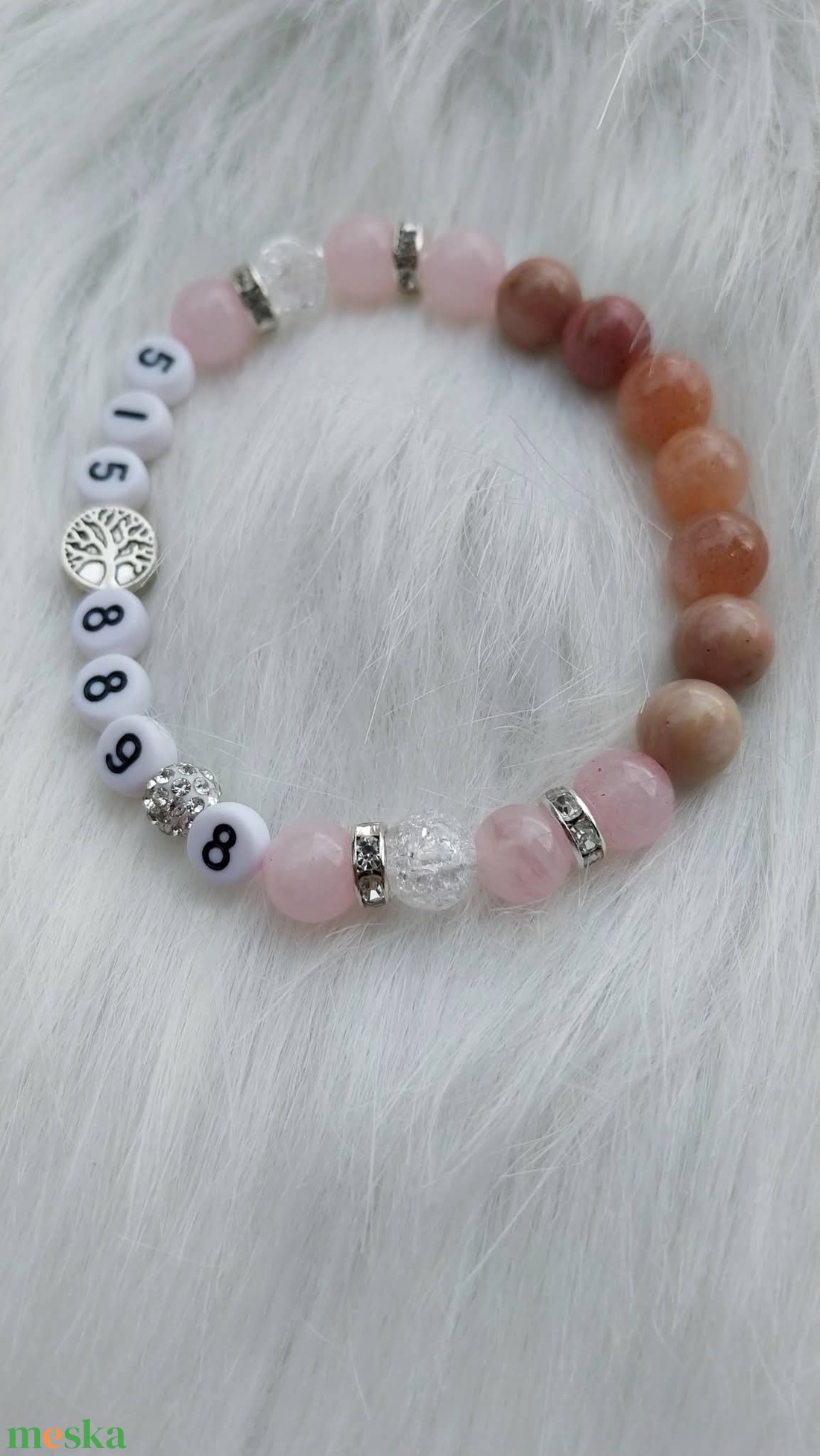 Rózsakvarc  szerelem bevonzása, Grabovoj számos ásvány karkötő.  - ékszer - karkötő - karkötő medállal - Meska.hu