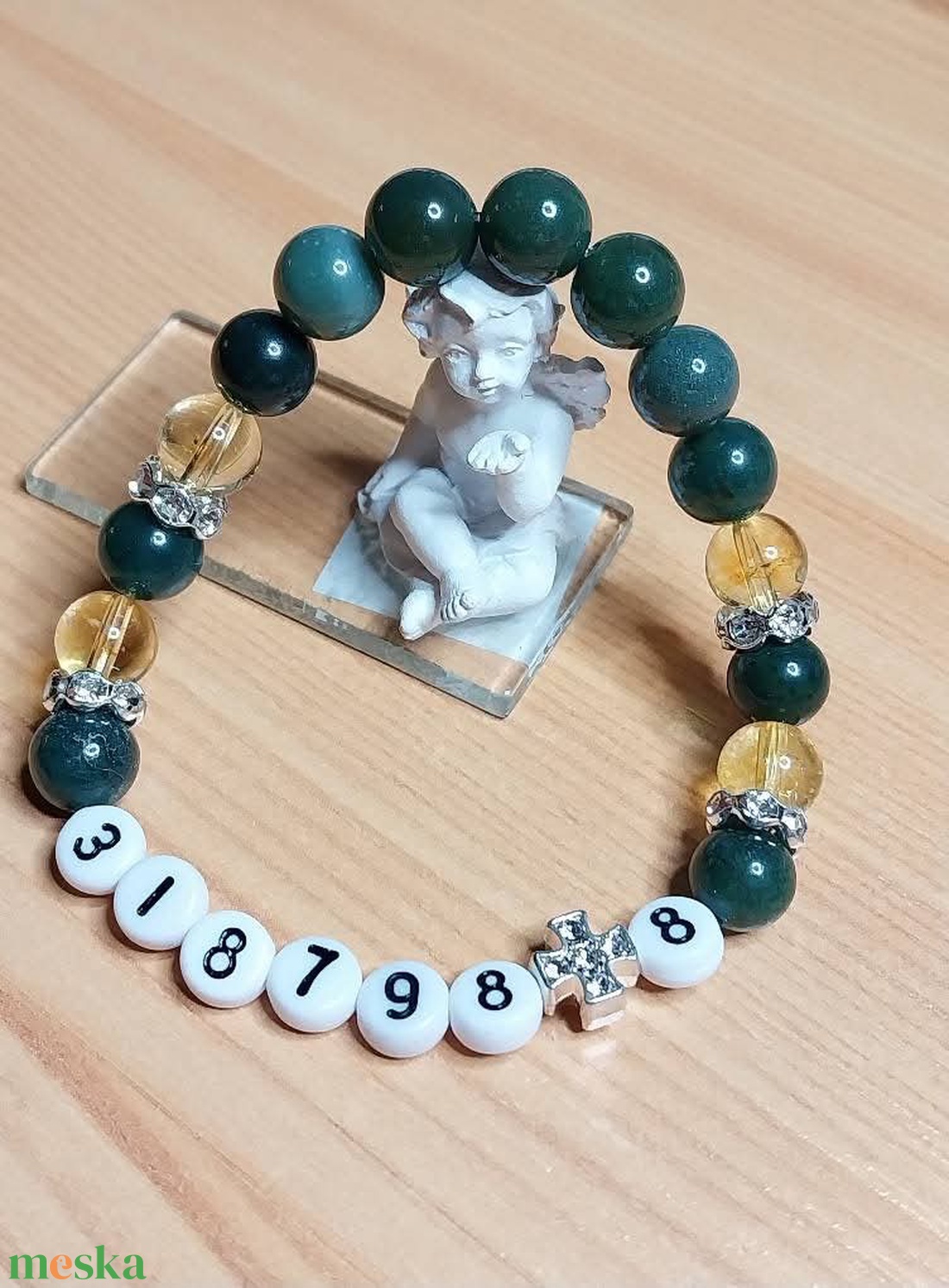 Mohaachát, citrin. Anyagi bőség gazdagság,grabavoj számos ásvány karkötő. - ékszer - karkötő - charm karkötő - Meska.hu