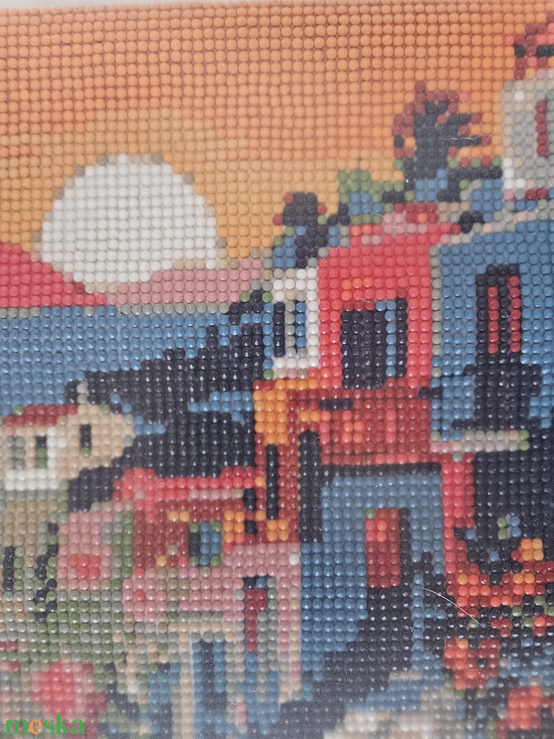Aranyló naplemente - Kézzel készített gyémántfestmény (az ár a keretet is tartalmazza) (keret nélküli méretek: 14x25 cm) - művészet - festmény - festmény vegyes technika - Meska.hu