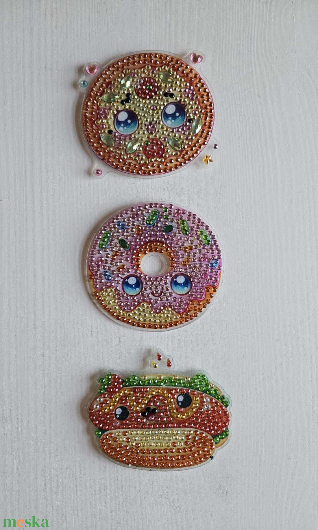 Snack Time � Fast Food Kollekció - 3 db kézzel készült gyémántfestéses hűtőmágnes szett - otthon & életmód - konyhafelszerelés, tálalás - konyhai dekoráció - hűtőmágnes - Meska.hu