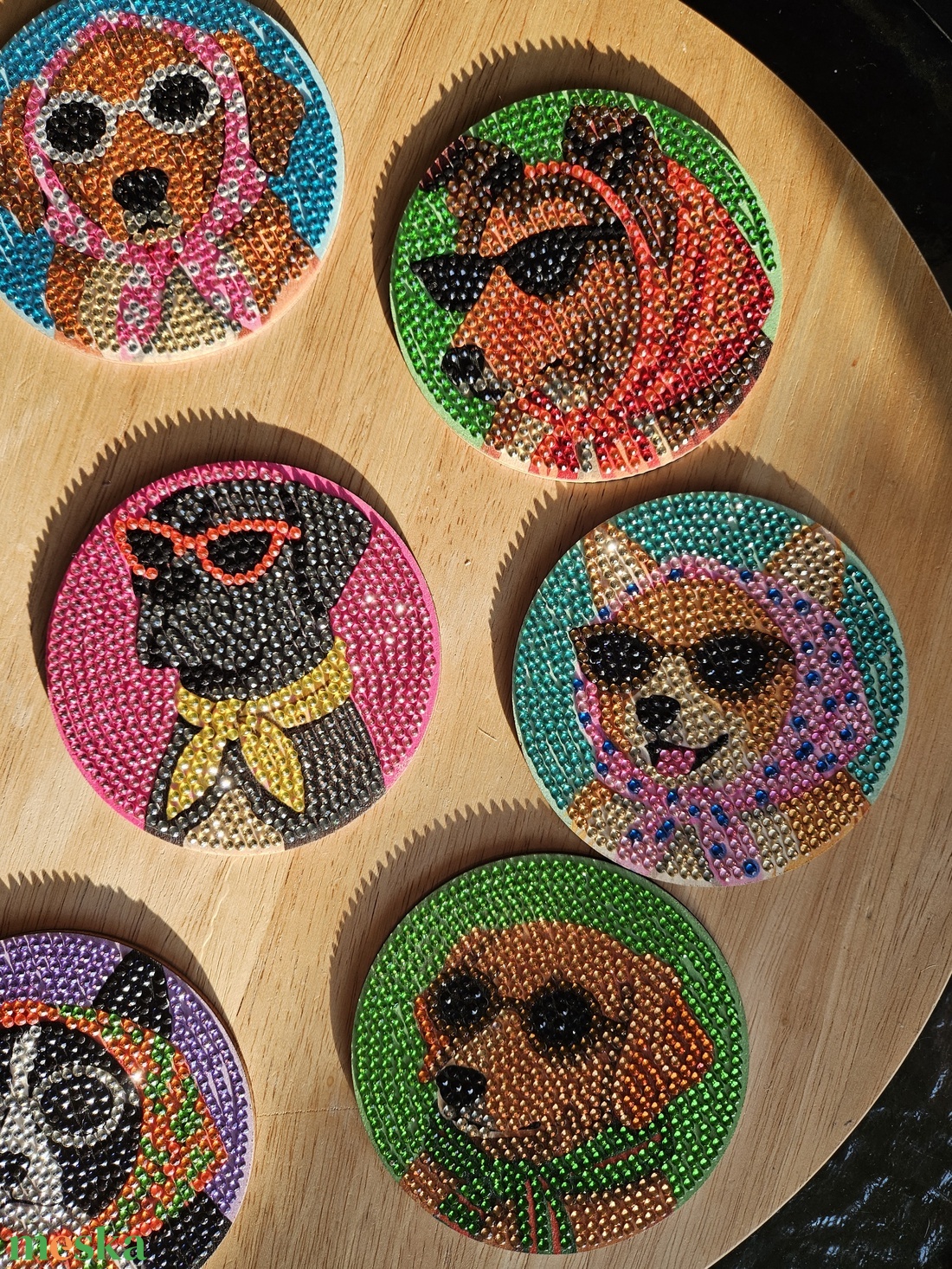 Paws 'N' Sparkle � Gyémántfestett kutyus poháralátét szett - otthon & életmód - konyhafelszerelés, tálalás - tálalás - tányér- és poháralátét - Meska.hu