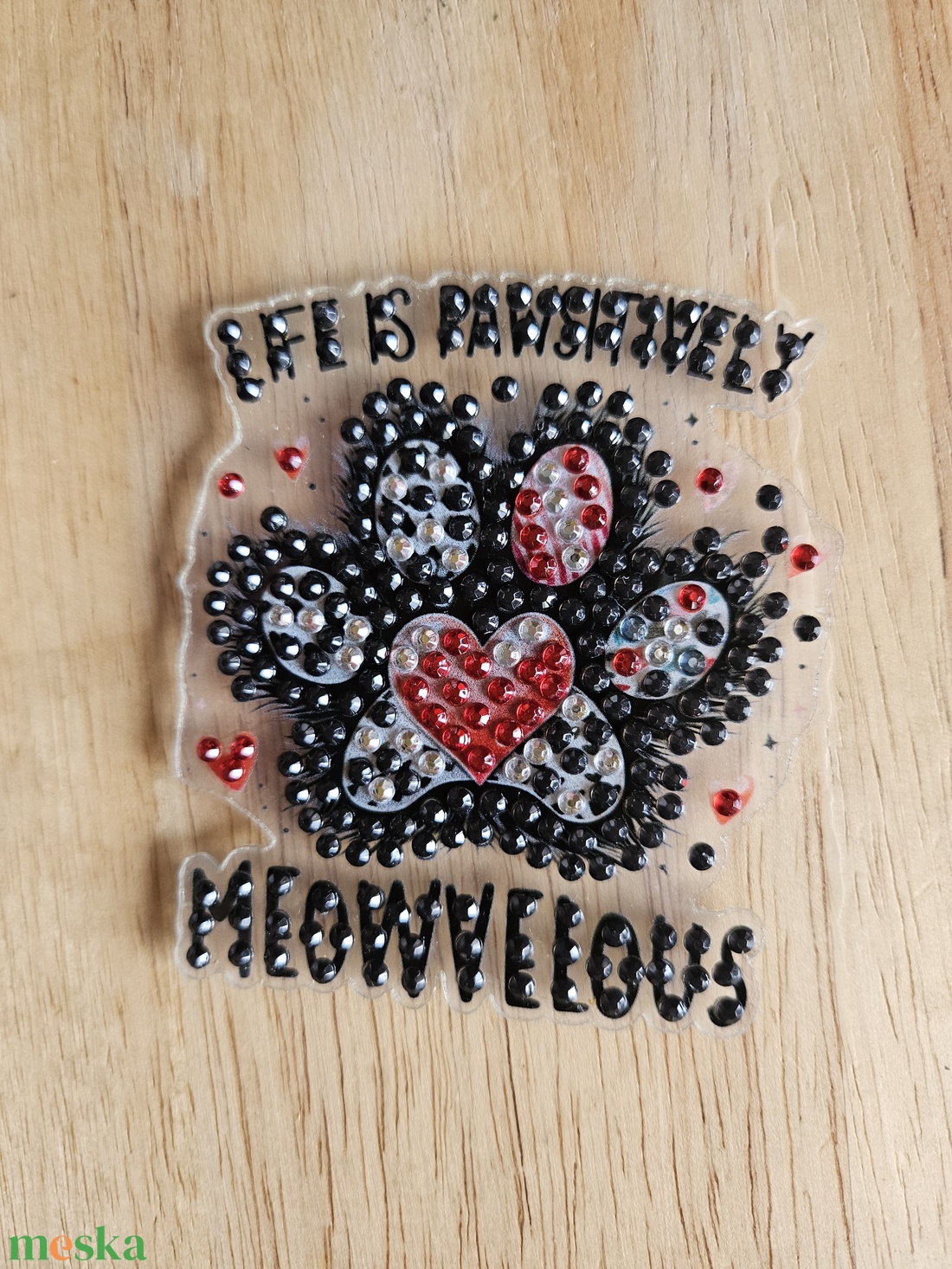 Heart Paws � Gyémántfestéses cicás hűtőmágnes (2 db) - otthon & életmód - konyhafelszerelés, tálalás - konyhai dekoráció - hűtőmágnes - Meska.hu
