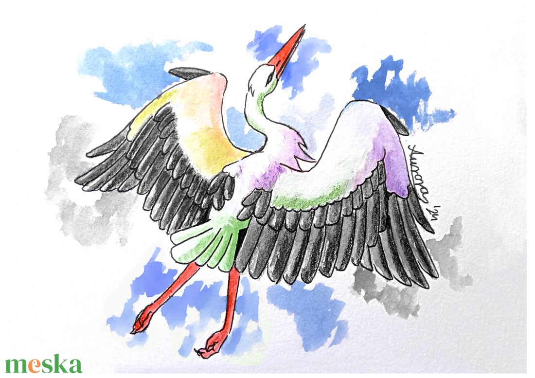 Matrica - Gólya - otthon & életmód - papír, írószer - matrica, matrica csomag - Meska.hu