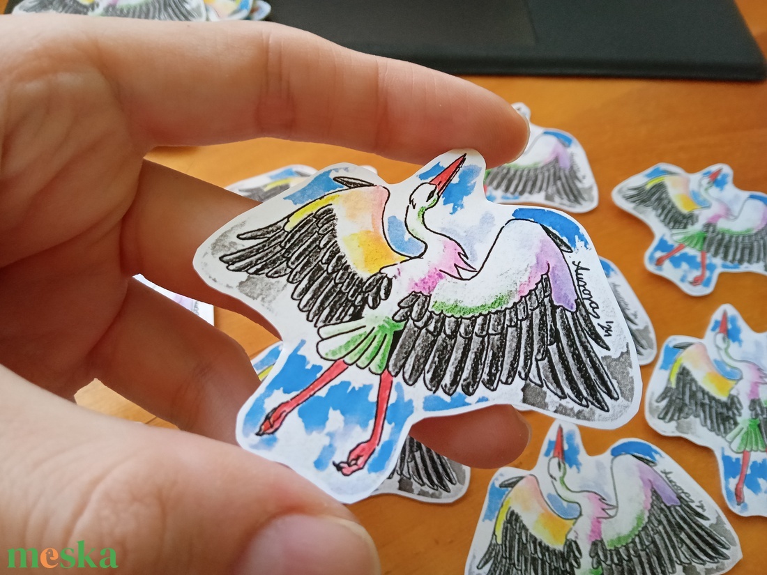 Matrica - Gólya - otthon & életmód - papír, írószer - matrica, matrica csomag - Meska.hu