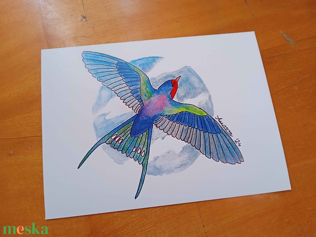 Képeslap - Fecske - otthon & életmód - papír, írószer - ajándékozás kellékei - képeslap, üdvözlőlap - Meska.hu