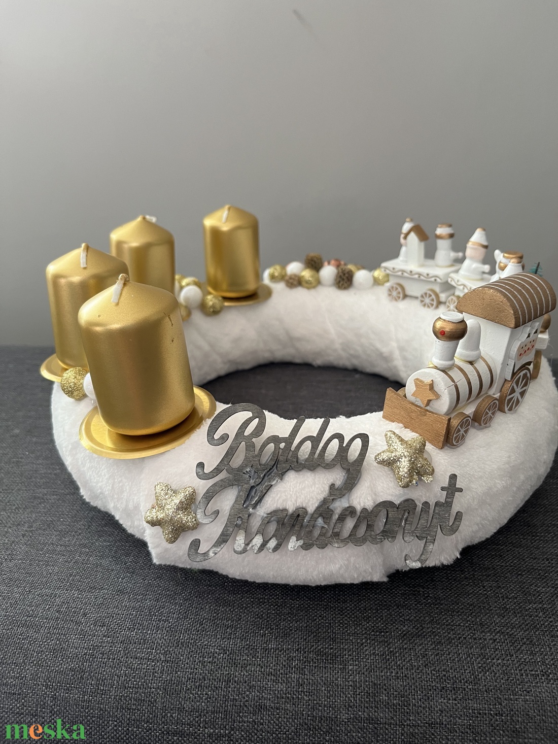 Adventi koszorú fehér arany színben - karácsony - adventi díszek - adventi gyertyadíszek és koszorúdíszek - Meska.hu Adventi koszorú fehér arany színben - karácsony - adventi díszek - adventi gyertyadíszek és koszorúdíszek - Meska.hu