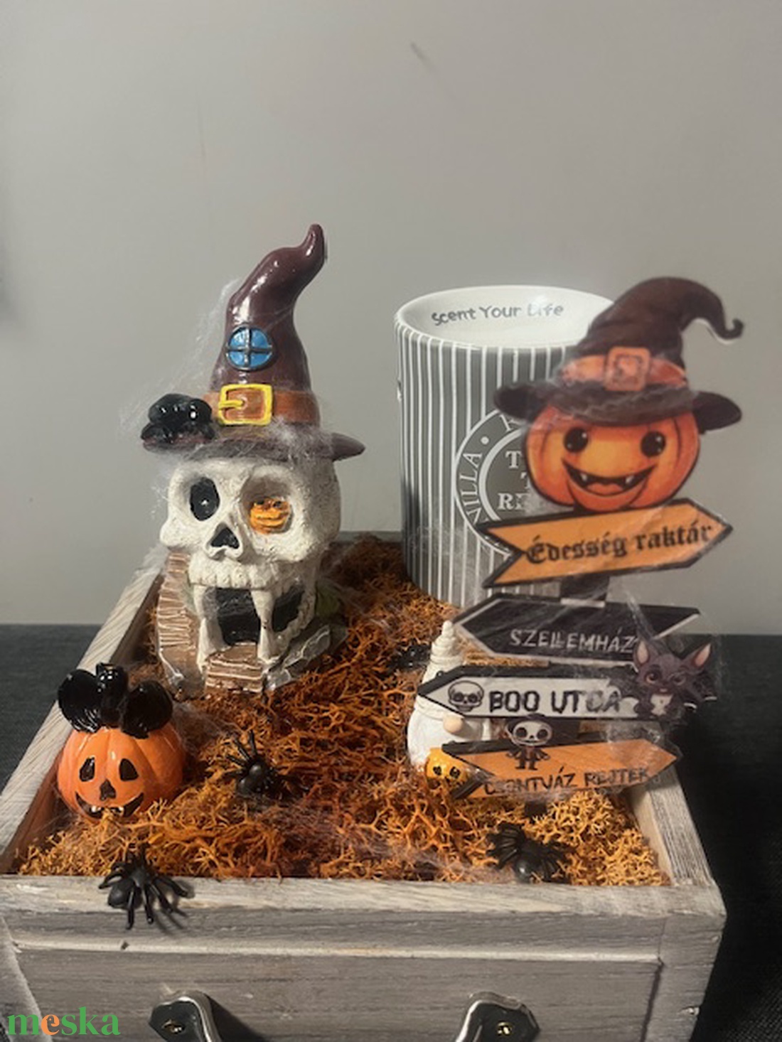 Halloweeni asztaldísz párologtatóval - otthon & életmód - dekoráció - asztal és polc dekoráció - asztaldísz - Meska.hu