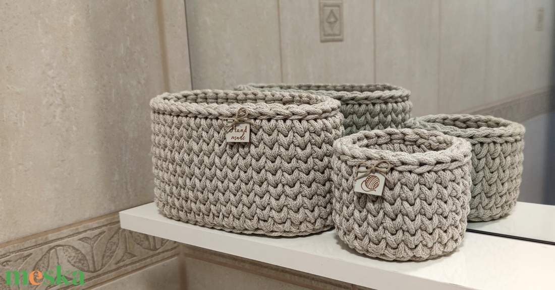 Tároló szett - Fürdőszoba tükör polcra vagy kis helyre - otthon & életmód - tárolás & rendszerezés - tárolókosár - Meska.hu