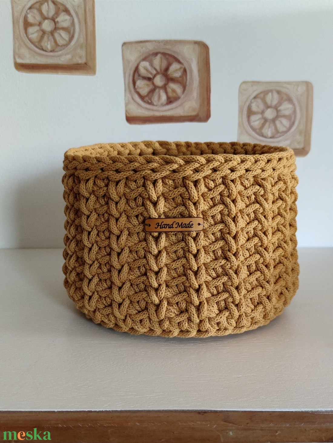 Mustár - horgolt tároló kosár - otthon & életmód - tárolás & rendszerezés - tárolókosár - Meska.hu